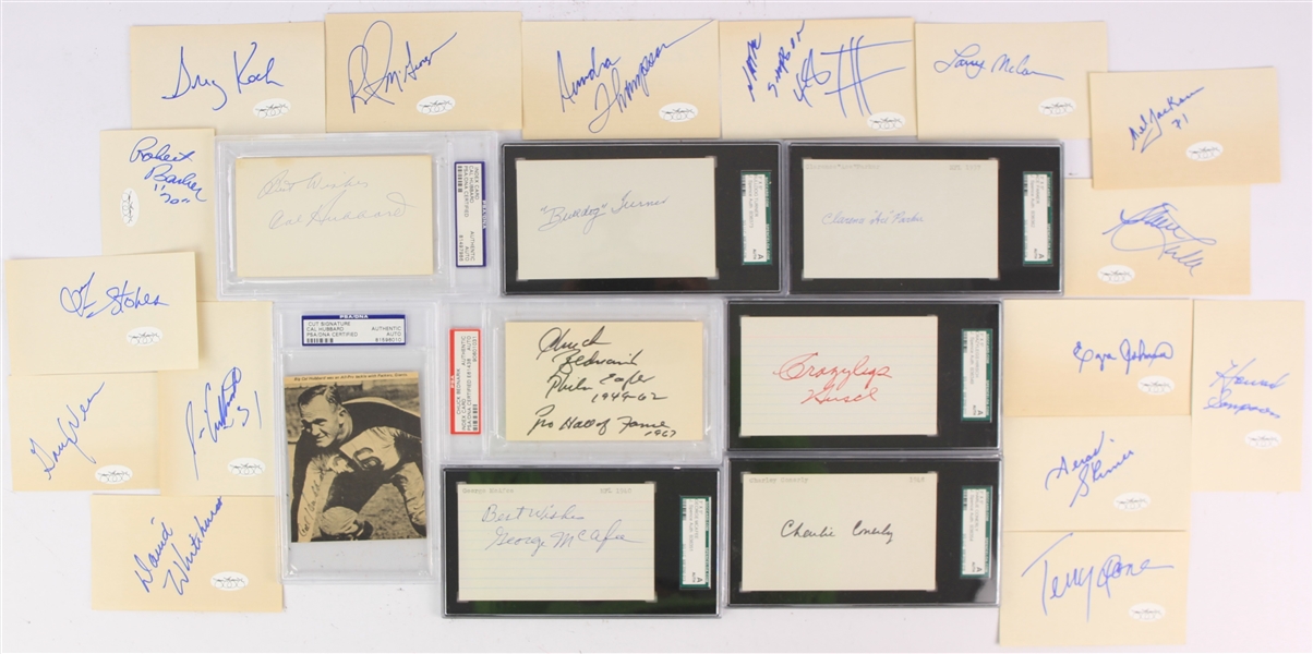 1940s-80s Signed Index Card & Cut Collection - Lot of 60+ w/ Don Hutson, Tony Canadeo, Ray Nitschke & More (JSA)
