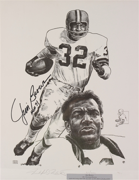 1990s Jim Brown Cleveland Browns Signed 16" x 20" Lithograph (JSA) 61/1000