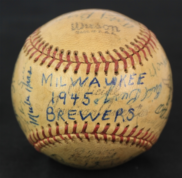1945 Milwaukee Brewers Team Signed Baseball w/ 27 Signatures (MEARS LOA)