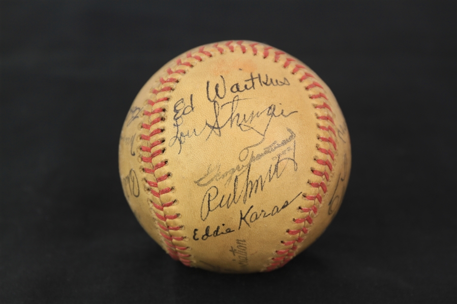 1946 Chicago Cubs Team Signed Baseball w/ 17 Signatures Including Eddie Waitkus, Charlie Grimm & More (MEARS LOA)