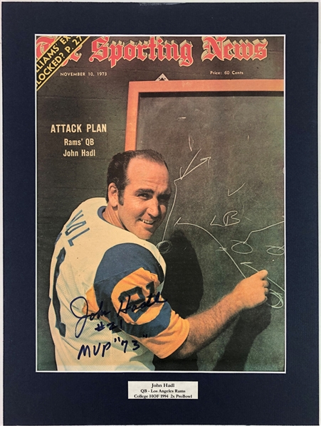 1973 John Hadl Los Angeles Rams Signed 12" x 16" Matted Sporting News (JSA)