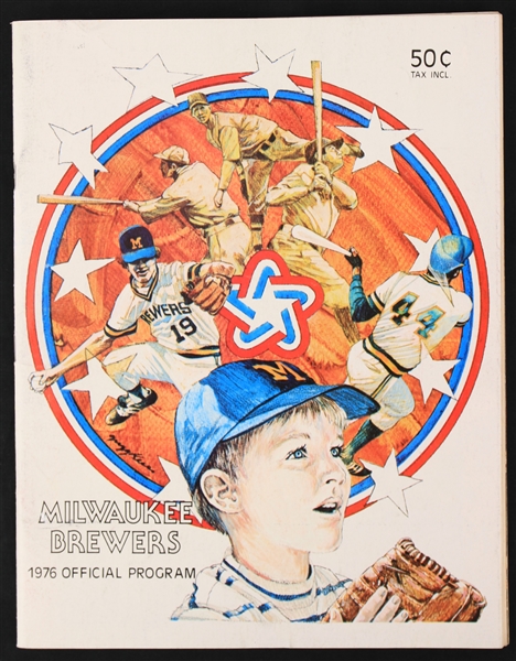 1976 Milwaukee Brewers Texas Rangers Milwaukee County Stadium Scored Game Program (Hank Aaron Home Run #753)