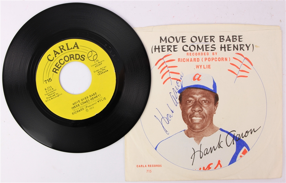 1973 Hank Aaron Atlanta Braves Signed Move Over Babe (Here Comes Henry) Record (JSA)