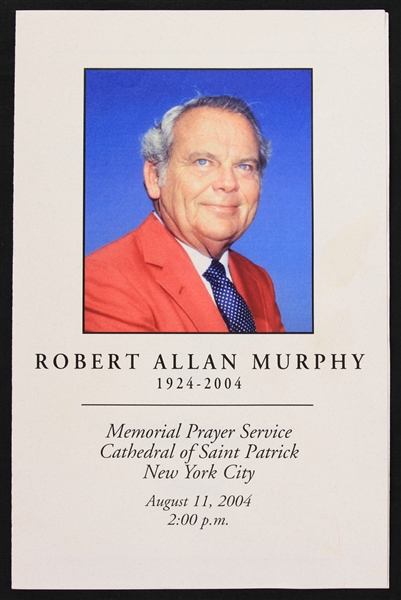 2004 Robert Allan Murphy New York Mets Radio Broadcaster Funeral Service Program