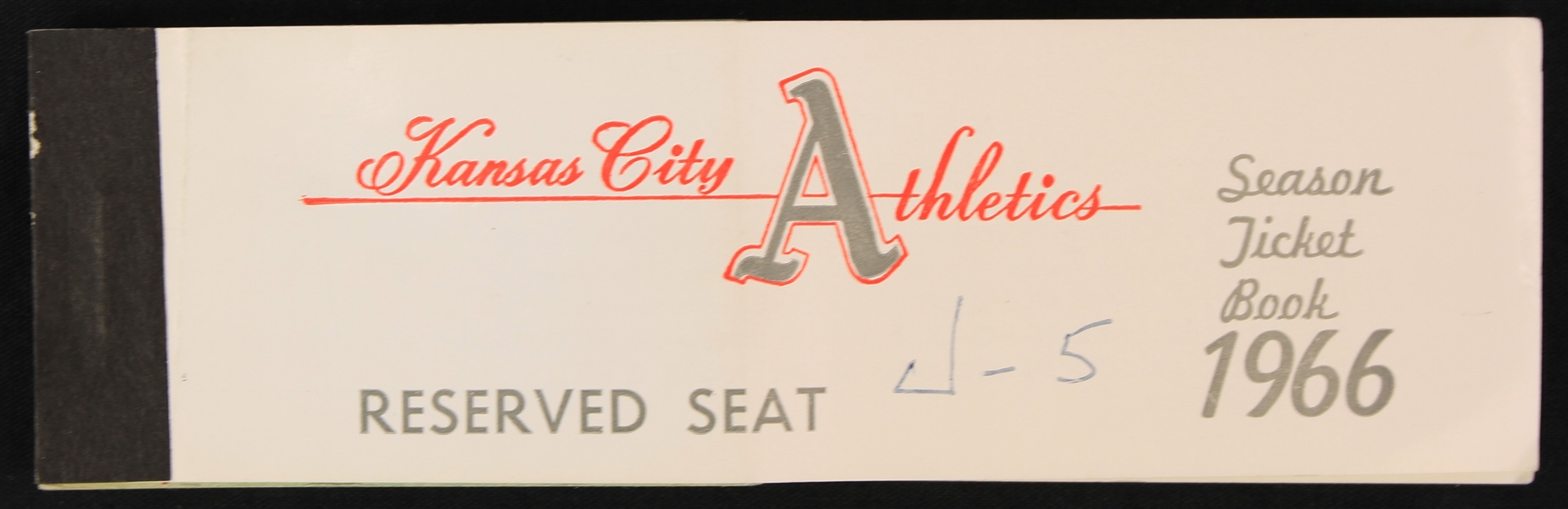 1966 Kansas City Athletics Season Ticket Book w/ Mickey Mantle 475th Career HR Stub