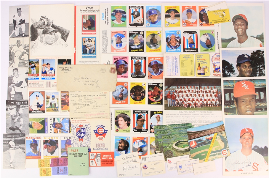 1930s-70s Chicago White Sox Memorabilia Collection - Lot of 50+ w/ Jocko Conlan Release Form, Photos, Postcards, Stubs & More