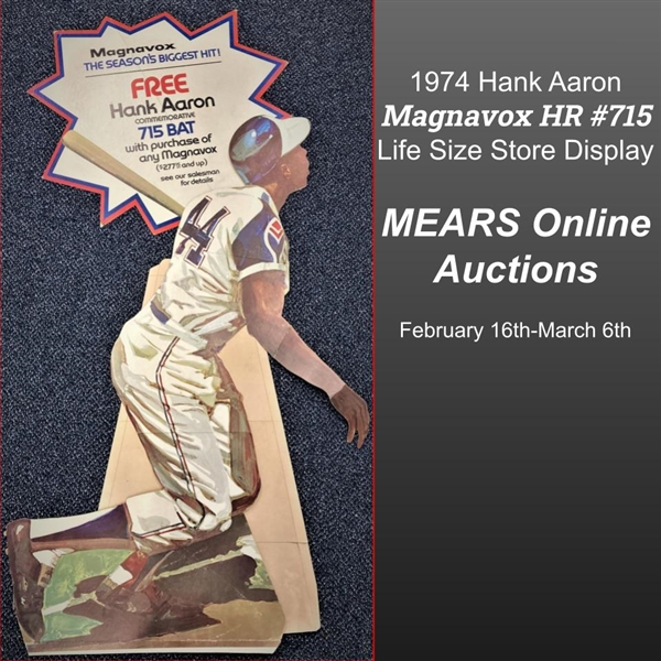 1974 Hank Aaron Atlanta Braves Magnavox Advertising HR #715 Display Die Cut Sign