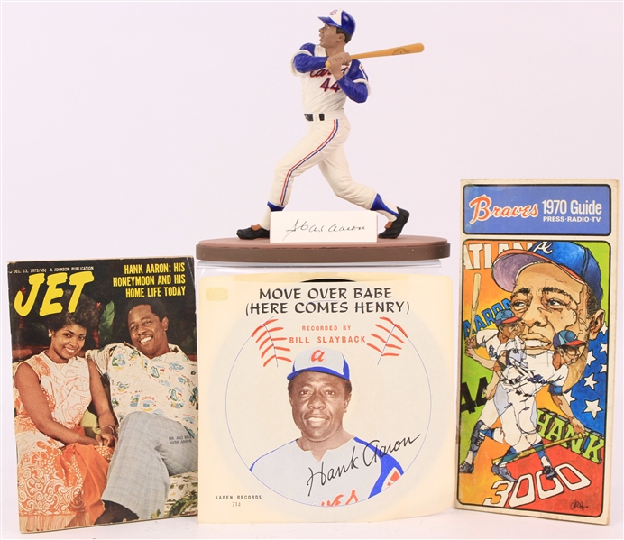 1970s-90s Hank Aaron Milwaukee Braves Memorabilia Collection - Lot of 25+ w/ Signed Gartlan Figure, Publications & More (JSA)