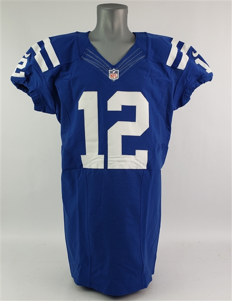 2012 Andrew Luck Indianapolis Colts Signed Rookie Game Worn Home Jersey (1st Career Rushing TD, 1st Q4 Comeback: MEARS A10/Resolution & PSA/DNA)