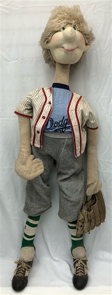1980s Los Angeles Dodgers 51" Plush Baseball Fan Doll w/ Cleats & Glove