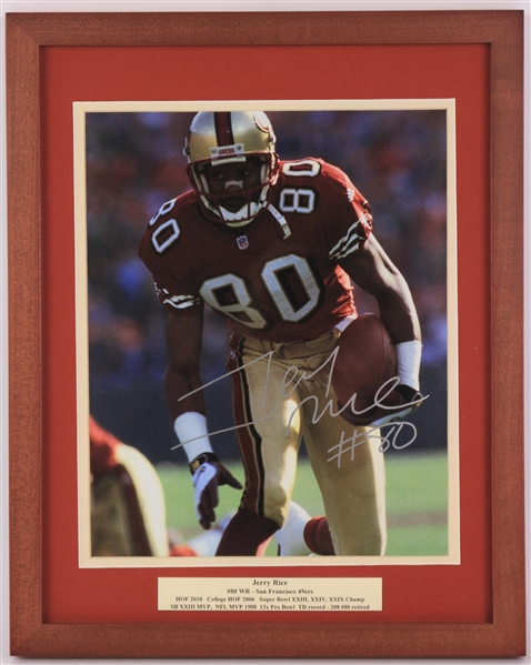 2000s Jerry Rice San Francisco 49ers Signed 12" x 15" Framed Photo Display (JSA)