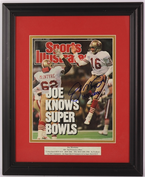 1990 Joe Montana San Francisco 49ers Signed 13" x 16" Framed Sports Illustrated Magazine (JSA)