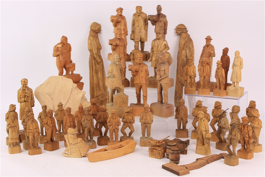 1940s-50s RA Struck Carved Wooden Figure Collection - Lot of 50+ 