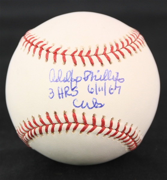 2000s Adolfo Phillips Chicago Cubs Signed OML Selig Baseball (JSA)