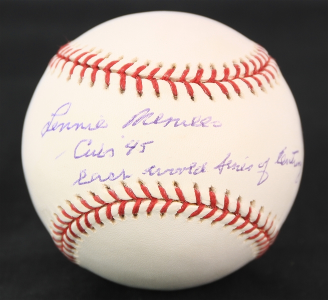 2000s Lennie Merullo Chicago Cubs Signed OML Selig Baseball (JSA)