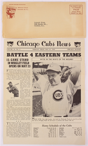 1945 Chicago Cubs News w/ Original Mailing Envelope