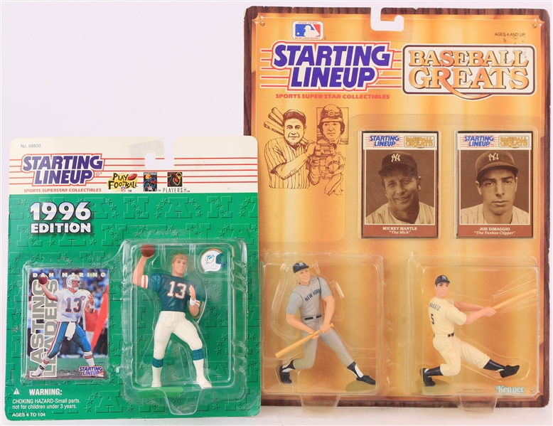 1989-96 Mickey Mantle Joe DiMaggio Dan Marino MOC Starting Lineup Figures 