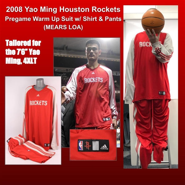 2008 Yao Ming Houston Rockets Pregame Warm Up Suit w/ Shirt & Pants (MEARS LOA) "Exclusively Tailored for the 76" Yao"