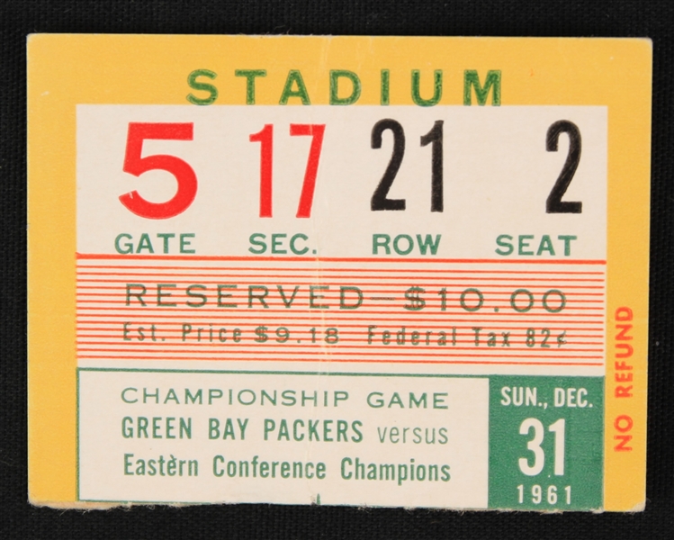 1961 Green Bay Packers New York Giants NFL Championship Game New City Stadium Ticket Stub