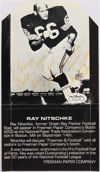 1986 Ray Nitschke Green Bay Packers Signed Freeman Paper Company Cut (*JSA*)