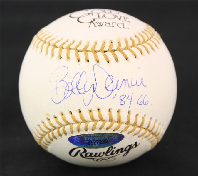 2000s Bobby Dernier Chicago Cubs Signed Gold Glove Award Baseball (JSA)