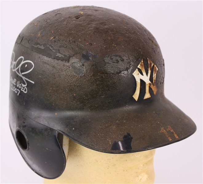 2007 Doug Mientkiewicz New York Yankees Signed Game Worn Batting Helmet (MEARS LOA/JSA/Steiner)
