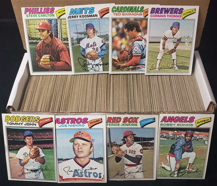 1977 Topps Baseball Card Lot (450+) HOFers, Stars, Commons