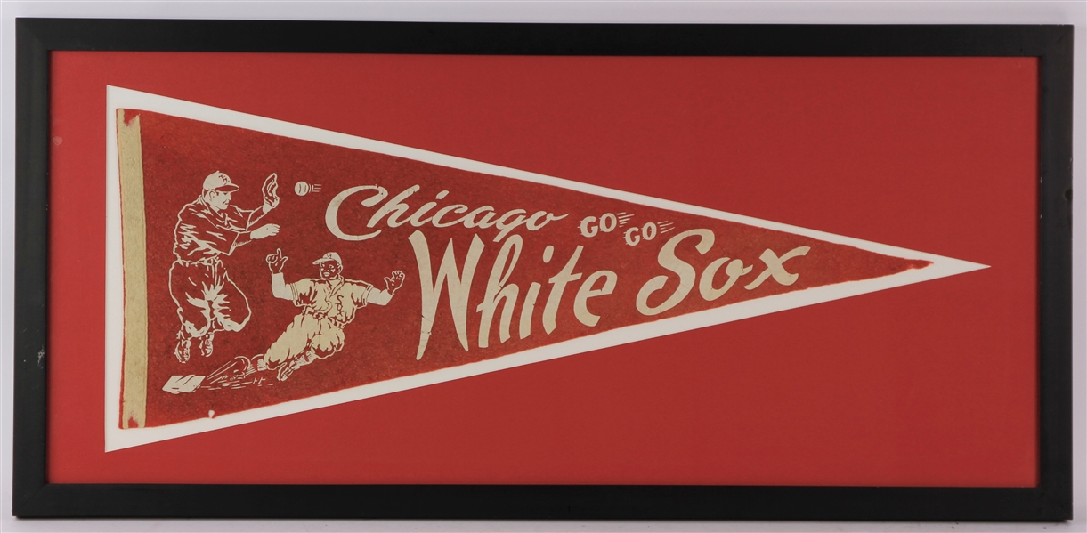 1950s Chicago Go Go White Sox 17" x 37" Framed Full Size Pennant