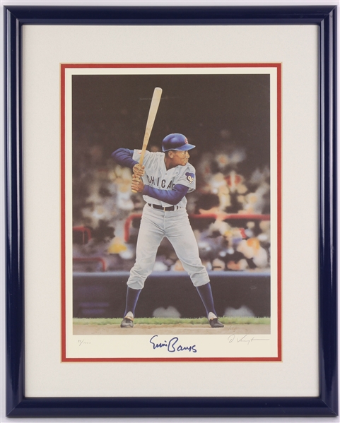 1990s Ernie Banks Chicago Cubs Signed 16" x 20" Framed Lithograph (JSA) 93/1000