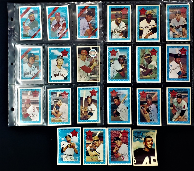 1971 Kelloggs 3-D Super Stars Baseball Trading Cards - Lot of 21 w/ Willie Mays, Roberto Clemente, 