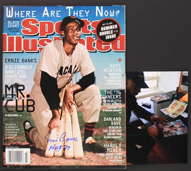 2014 Ernie Banks Chicago Cubs Signed Sports Illustrated Magazine (JSA)