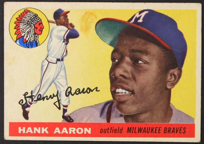 1955 Hank Aaron Milwaukee Braves Topps Baseball Trading Card