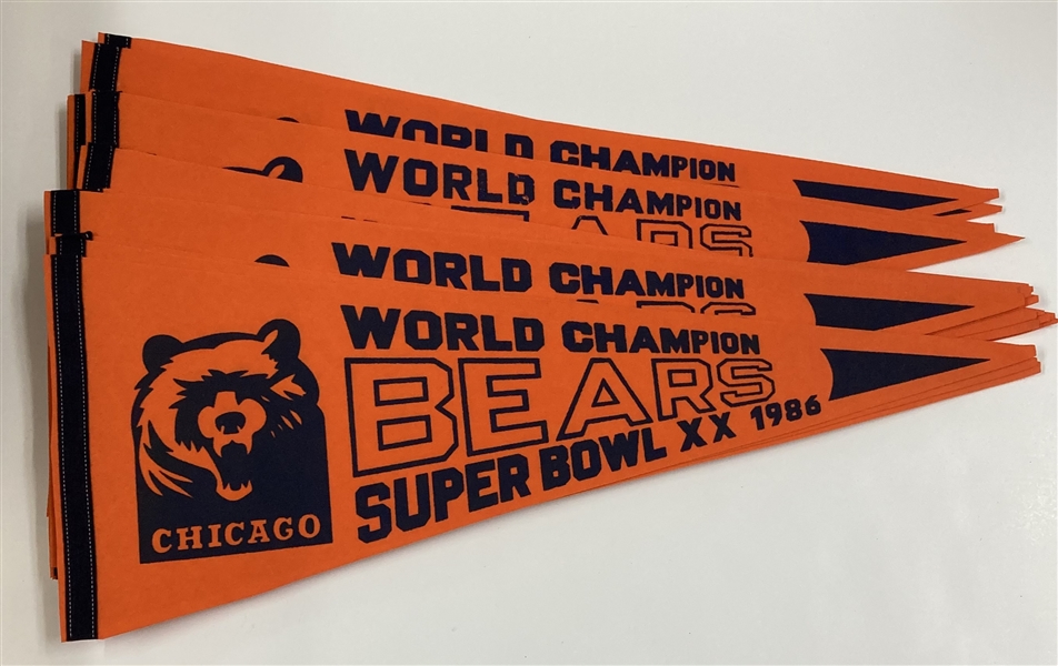 1986 Chicago Bears World Champions 29" Pennants (Lot of 20)