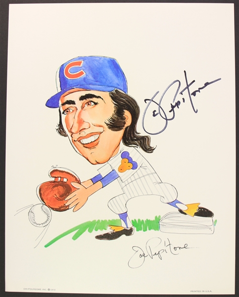 1972 Joe Pepitone Chicago Cubs Signed 11" x 14" Caricature (JSA)