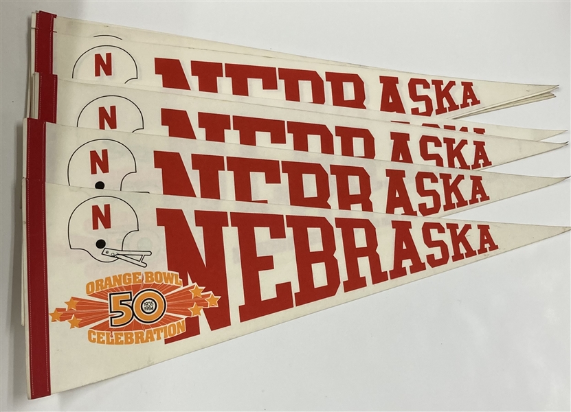 1984 Nebraska Cornhuskers Orange Bowl 29" Pennants (Lot of 11)