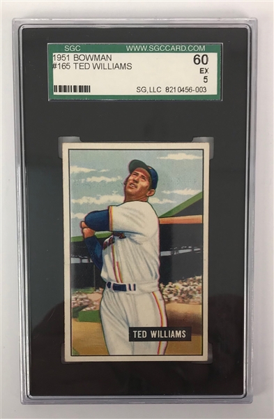 1951 Ted Williams Boston Red Sox Bowman #165 Baseball Trading Card (SGC 60 EX 5)