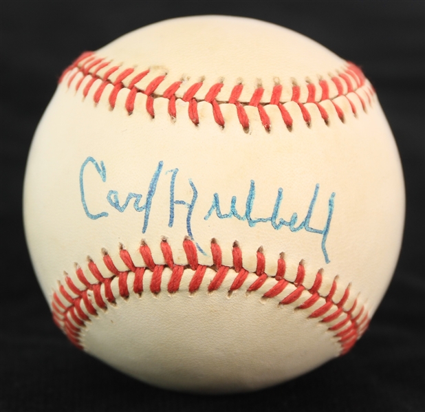 1987-88 Carl Hubbell New York Giants Signed ONL Giamatti Baseball (JSA)