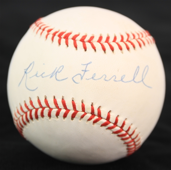 1990-92 Rick Ferrell Washington Senators Signed OAL Brown Baseball (JSA)