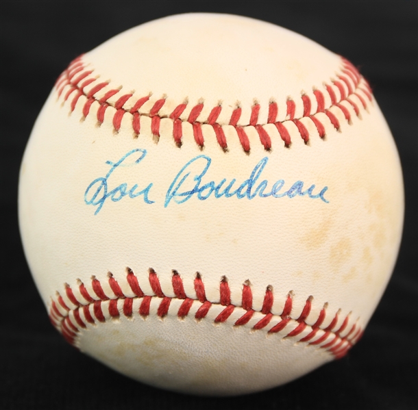 1985-89 Lou Boudreau Cleveland Indians Signed OAL Brown Baseball (JSA)