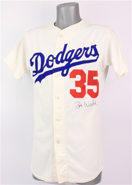 1982-86 Bob Welch Los Angeles Dodgers Signed Game Worn Home Jersey (MEARS A10/JSA)
