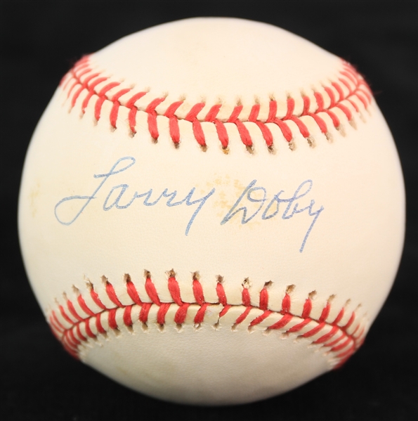 1995-99 Larry Doby Cleveland Indians Signed OAL Budig Baseball (JSA)