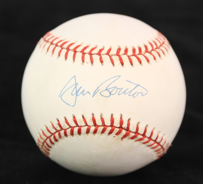 1990-92 Jim Bouton New York Yankees Signed OAL Brown Baseball (JSA)