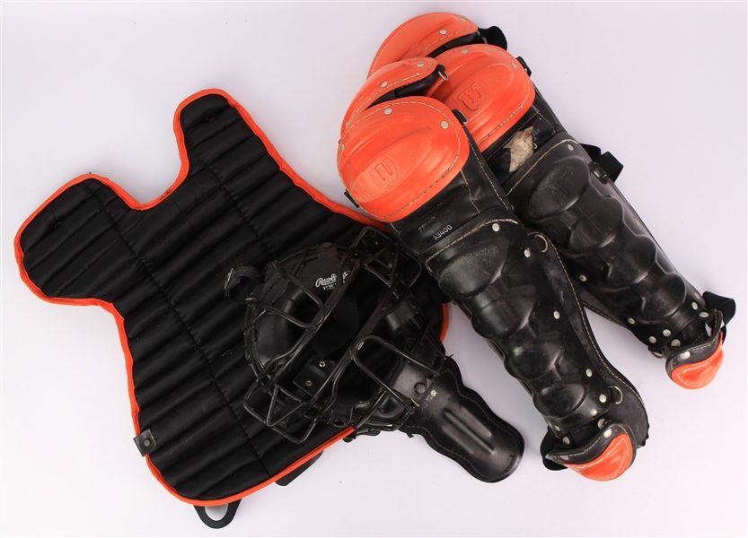 1980s-90s Baltimore Orioles Catchers Equipment w/ Shin Guards, Chest Protector & Mask (MEARS LOA)