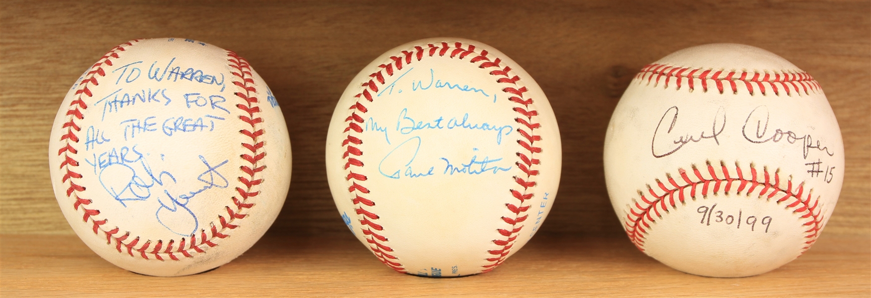 1985-99 Robin Yount Paul Molitor Cecil Coopers Milwaukee Brewers Signed Baseballs - Lot of 3 (JSA)