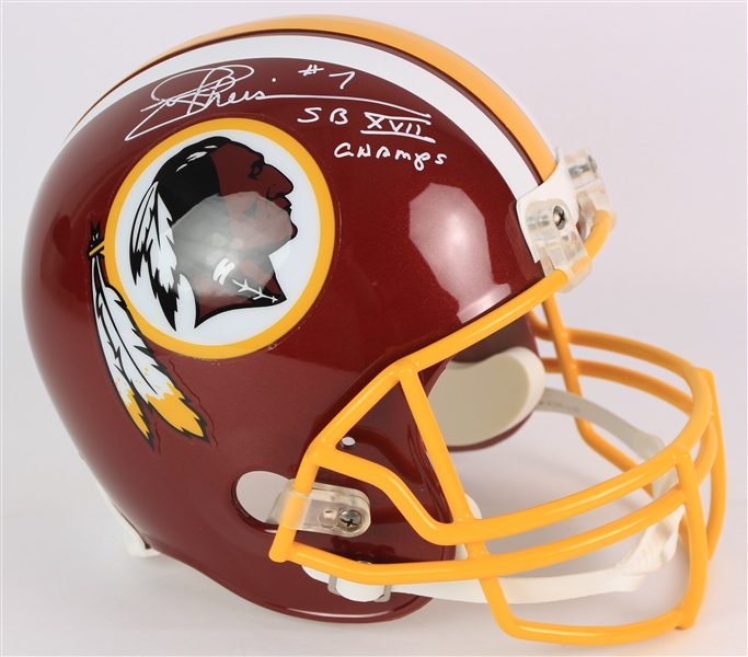 2000s Joe Theismann Washington Redskins Signed Full Size Display Helmet (JSA)