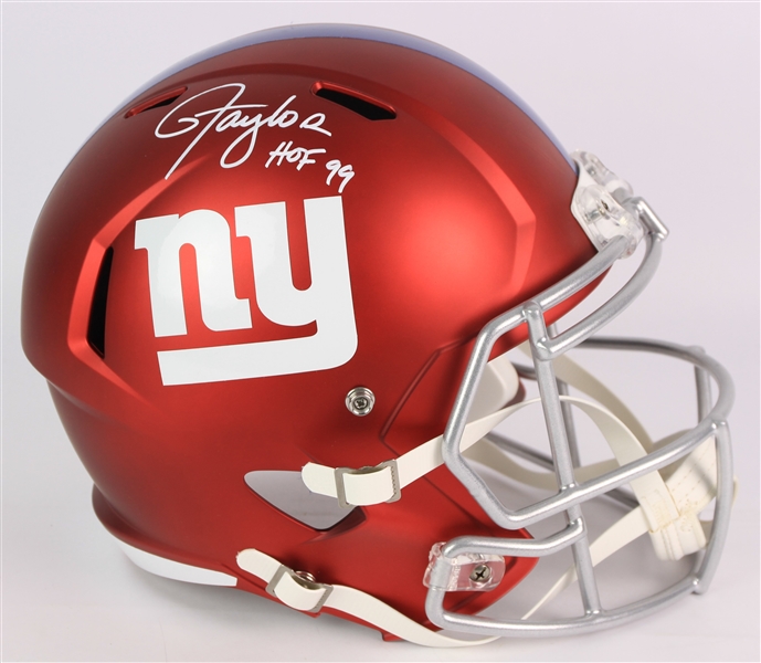 2000s Lawrence Taylor New York Giants Signed Full Size Blaze Display Helmet (*JSA*)