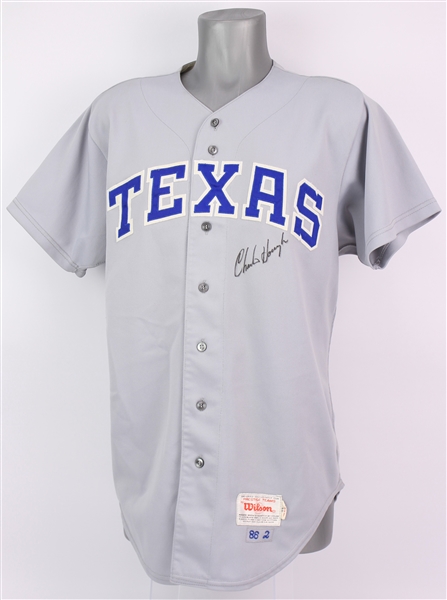 1986 Charlie Hough Texas Rangers Signed Game Worn Road Jersey (MEARS A10/JSA)