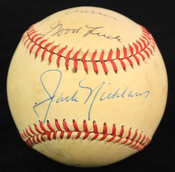 1985-89 Jack Nicklaus Signed OAL Brown Baseball (JSA)