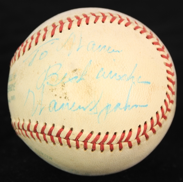 1973 Warren Spahn Milwaukee Braves Signed OAL Cronin Baseball (JSA)