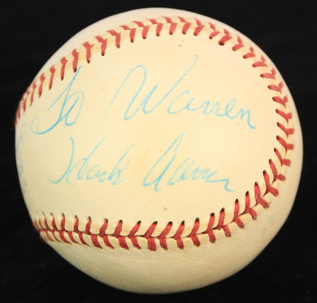 1973 Hank Aaron Atlanta Braves Signed OAL Cronin Baseball (JSA)